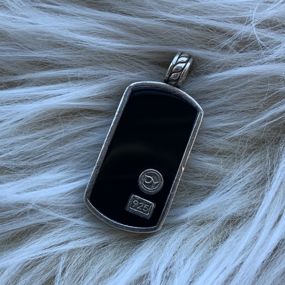 David Yurman Silver Stone Tag Black Onyx Pendant